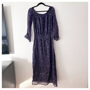 Roche purple print off the shoulder maxi dress size XS long sleeve